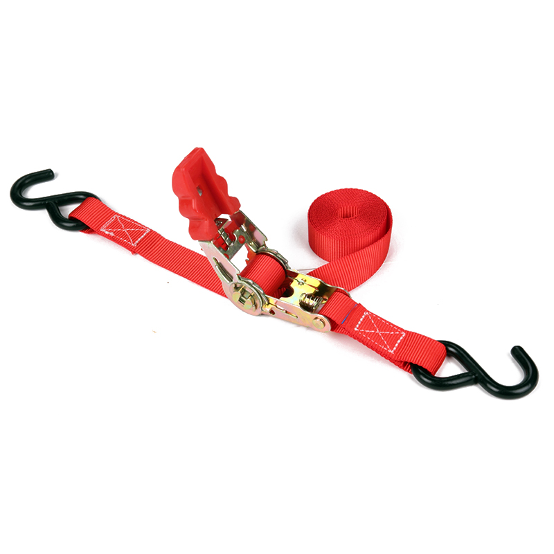 1 pulgada 25mm 800kg ratchet tie-down straps na may itim na coated s hook